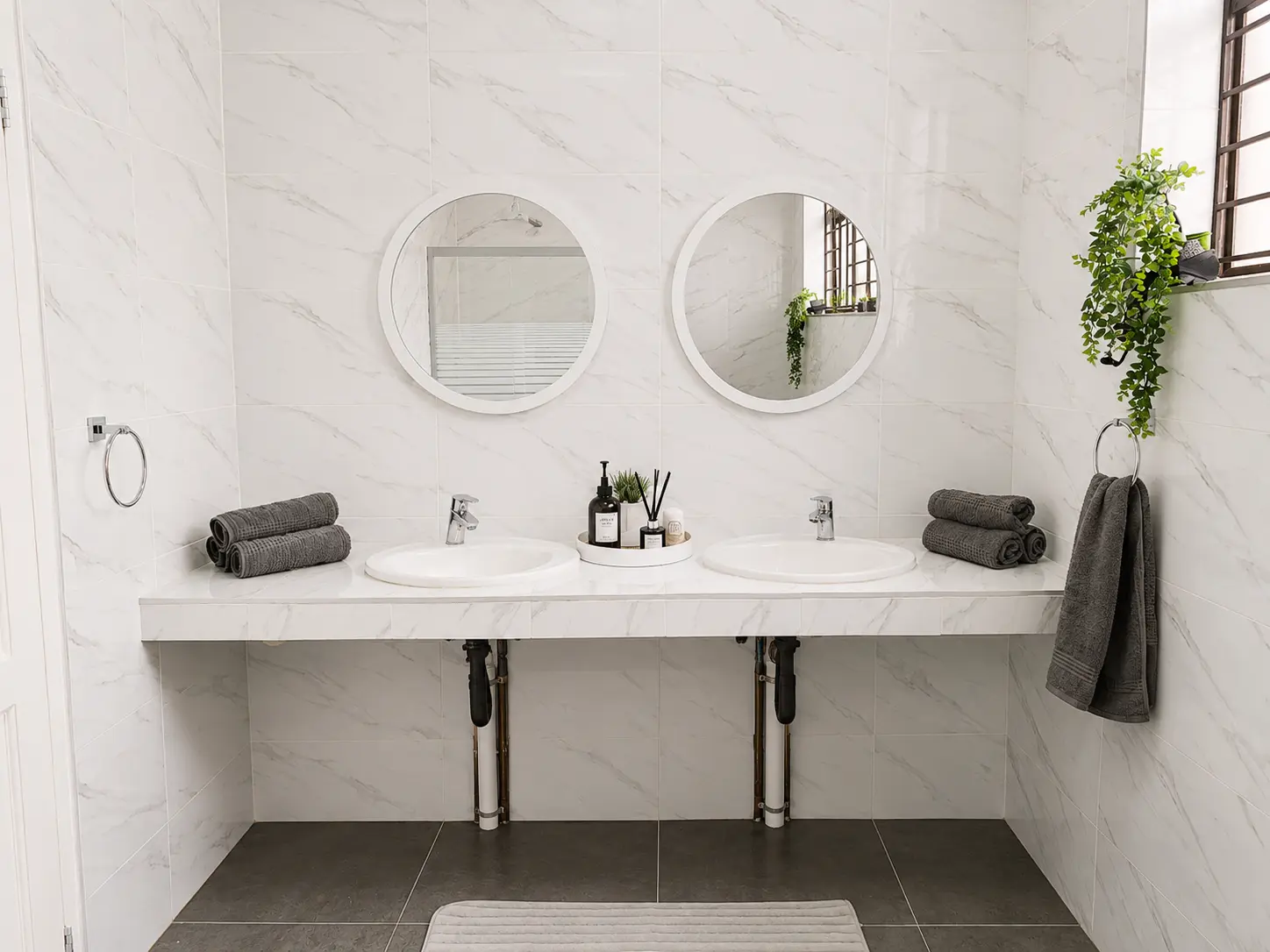 Master bathroom double vanity